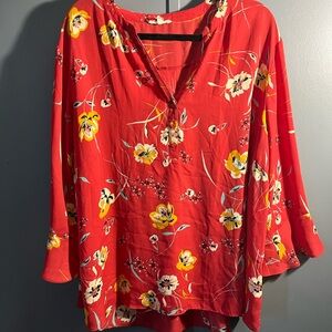 Maurices Red Floral Blouse